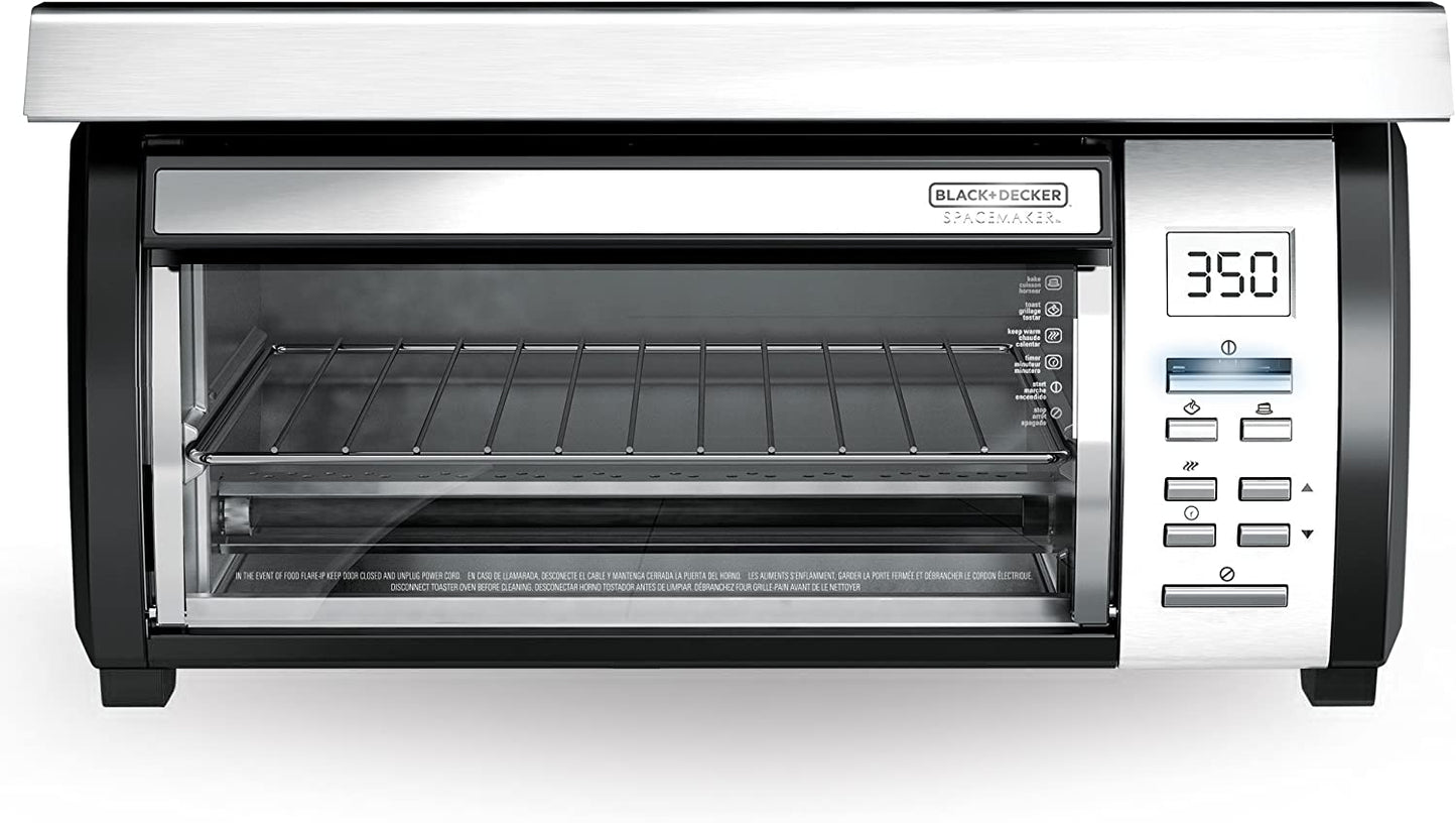 BLACK+DECKER SpaceMaker Under-Counter Toaster Oven, Digital Controls, Black/Stainless Steel, Fits 9锟芥�锟斤拷 Pizza, TROS1000D